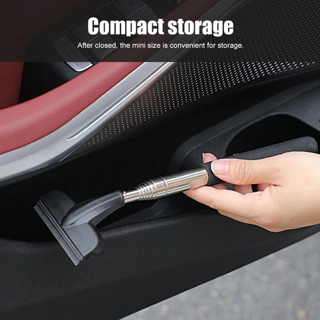 Kaou Multifunctional Car Side Mirror Squeegee Cleaner Telescopic Long Handle PE Natural Rubber Auto Rearview Mirror Wiper Black One Size