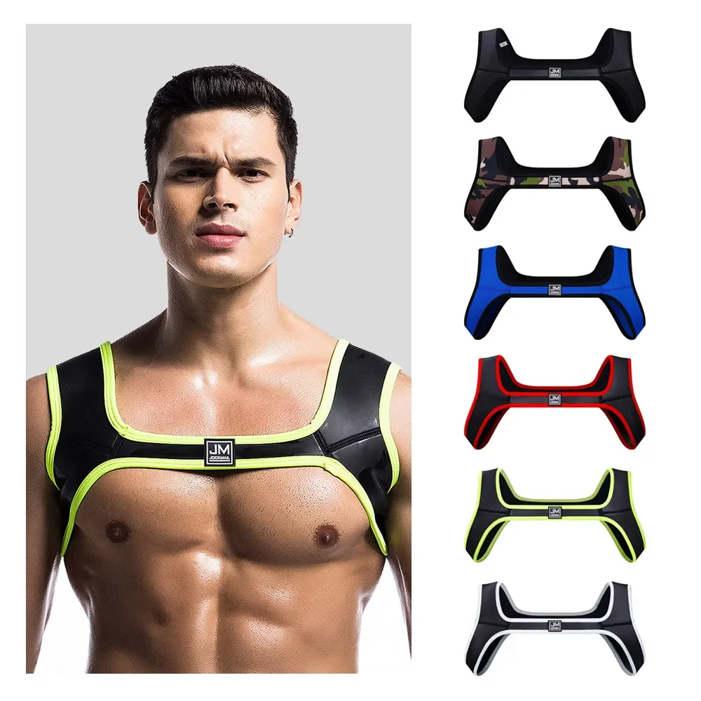 Male Leather Chest Harness Neoprene Tank Top Sexual Body Belt Strap Punk Rave Costumes for Sex
