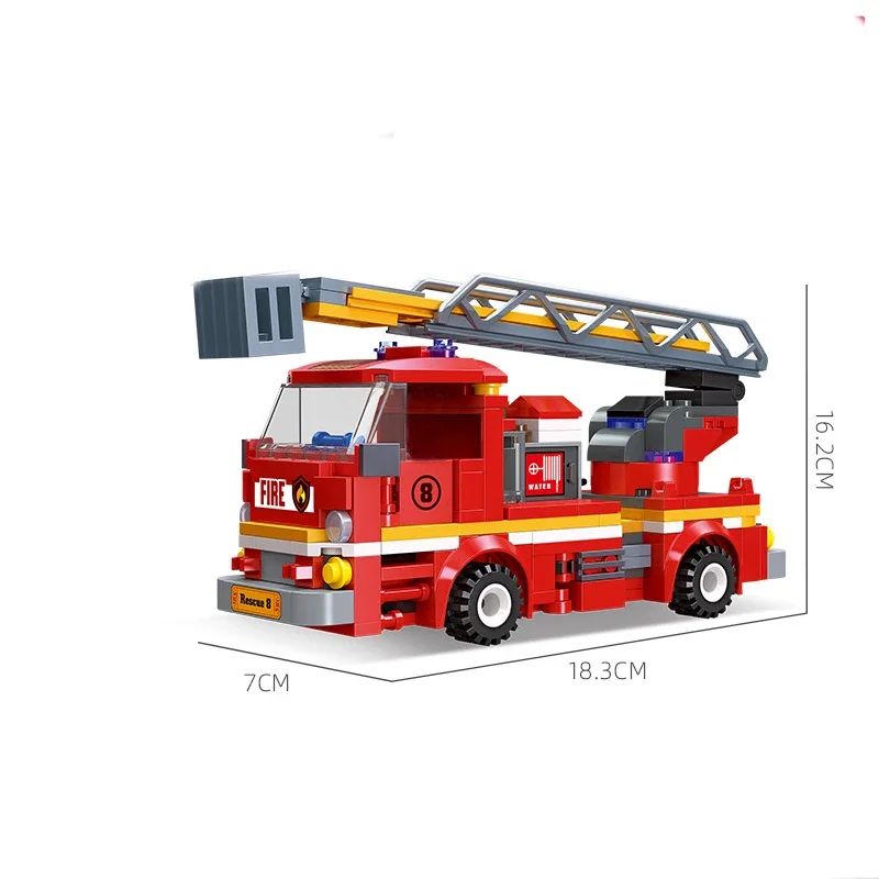 City Firefighting Equipment Series Firefighting Ladder Truck Rescue Truck Building Blocks Bricks Toys Gifts