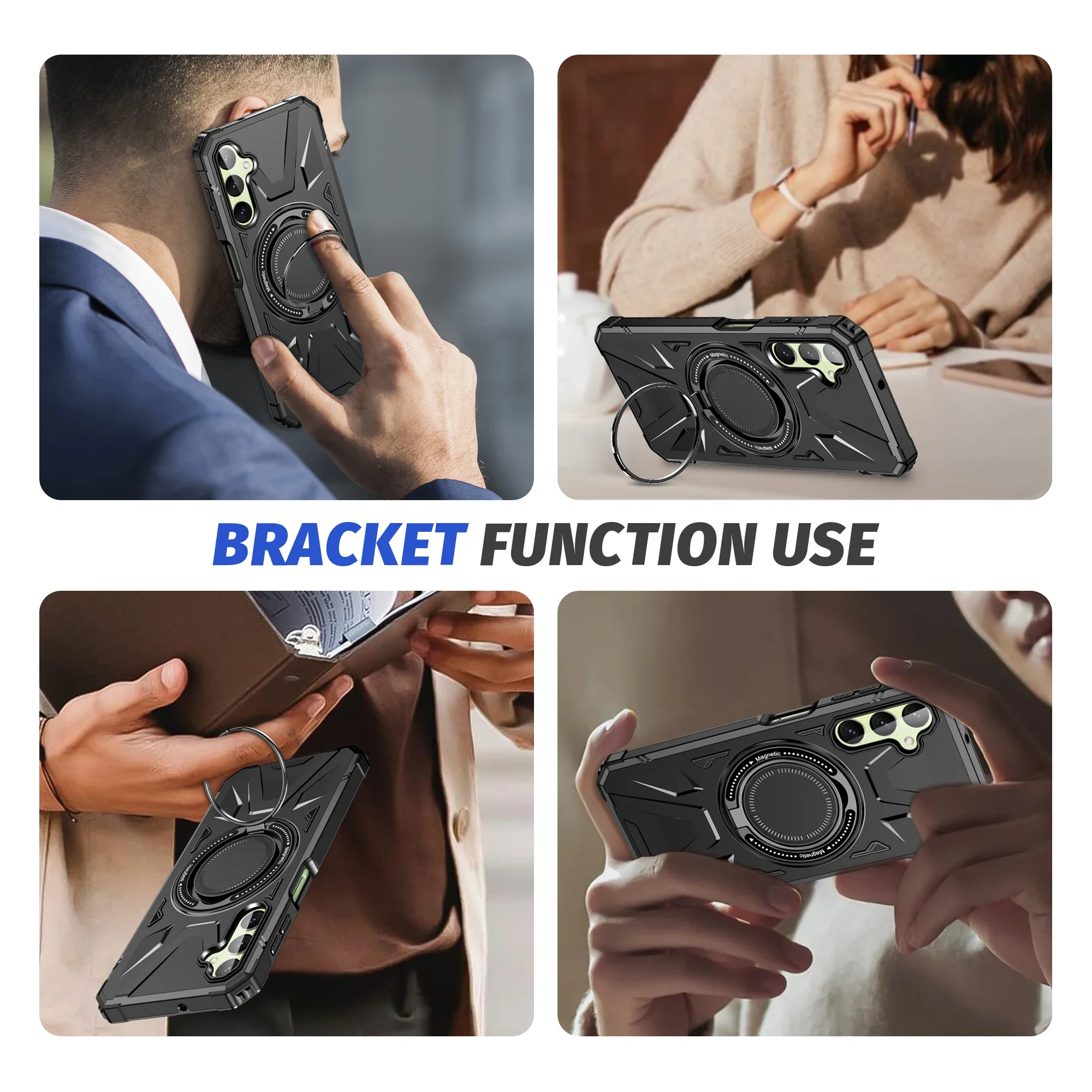 Stand Holder Ring Phone Case for Samsung Galaxy A55 A15 A35 5G A14 A54 5G A34 A05S S24 Ultra S23 FE Drop Protection Cover Coque 3