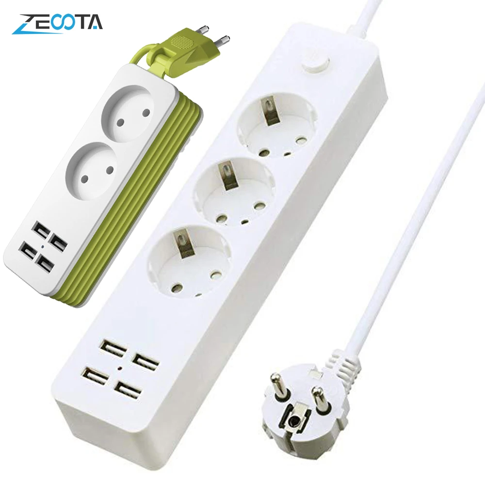 Tira de alimentación múltiple, enchufes eléctricos con USB, 3 vías, de la UE, interruptor de salida, cable de extensión de 1,5 m para inteligente, tabletas, Viajes|Enchufe con toma| - AliExpress