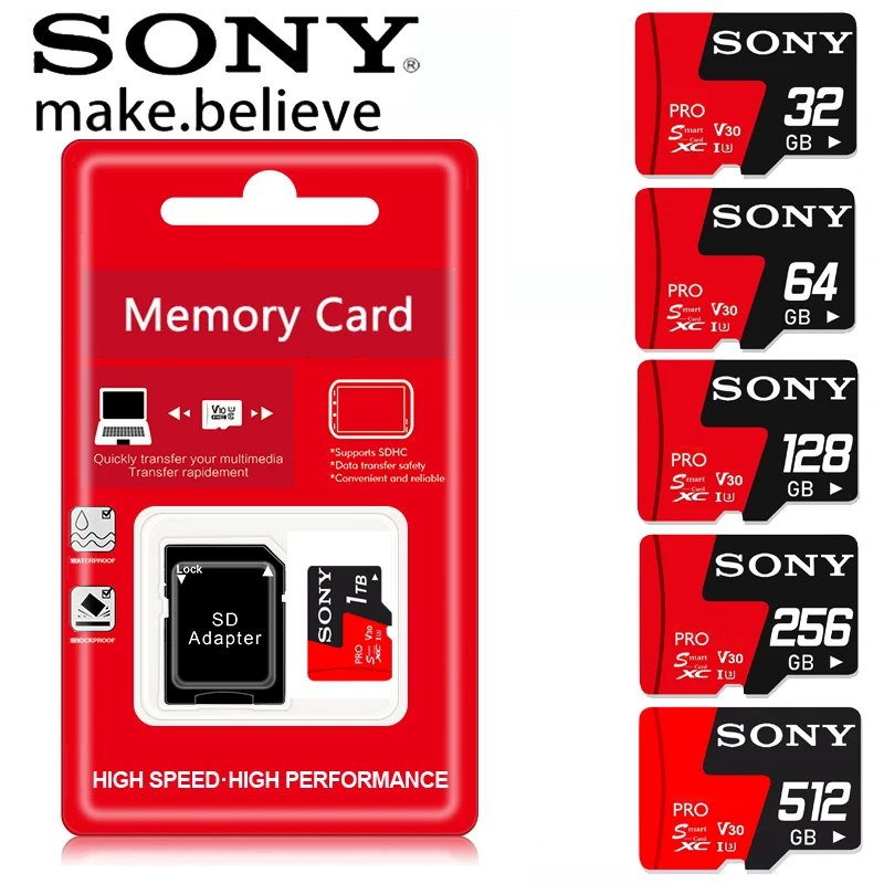 

SONY Pro Micro SD Card Flash Memory Card 1TB 512GB 256GB 128GB 64GB Micro TF SD Card Class 10 U3 A2 4K High-Speed TF Memory Card