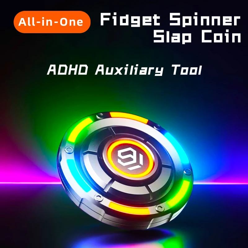 Fidget Toys Anti Stress Toys Magnetic Fingertip Spinner EDC Metal Push-Slide Toy-Stress Relief ADHD Focus Tool for Adults & Kids Fidget Toy