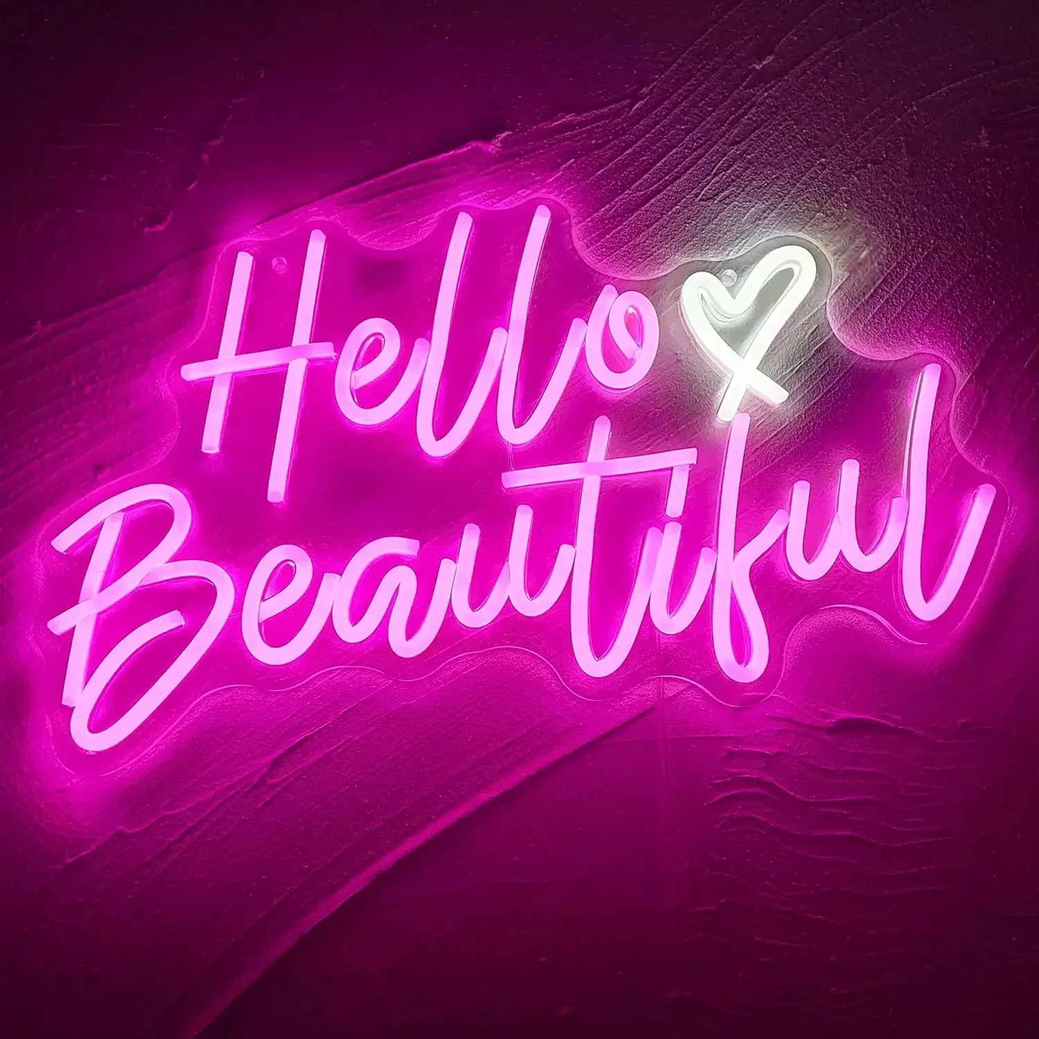 Description Picture 2 of itemHello Beautiful Neon Sign for Girls Bedroom Wall Decor Hello Beautiful Neon Lights for Wedding USB Powerd Dimmable Neon Sign