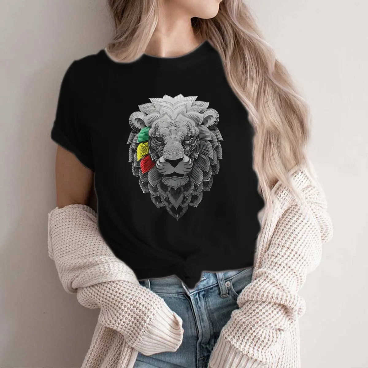 

Rasta Lion Three Stripes Style Polyester TShirt Rasta Design Clothes T Shirt Stuff