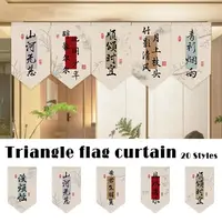 Chinese Style Triangular Flag New Year Hanging Door Decor Short Curtain 2