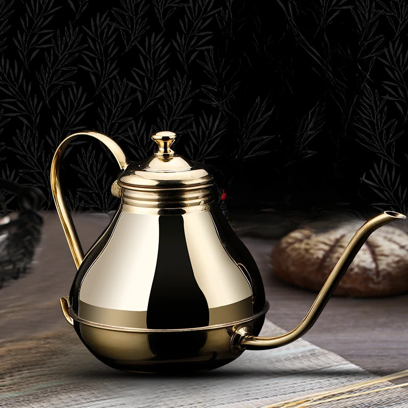 

Iron Plate Oil Pot Stainless Steel Tea Pot Coffee Long Mouth Fine Mouth Tea Pot Fine Mouth Palace Pot Restaurant Water Pot