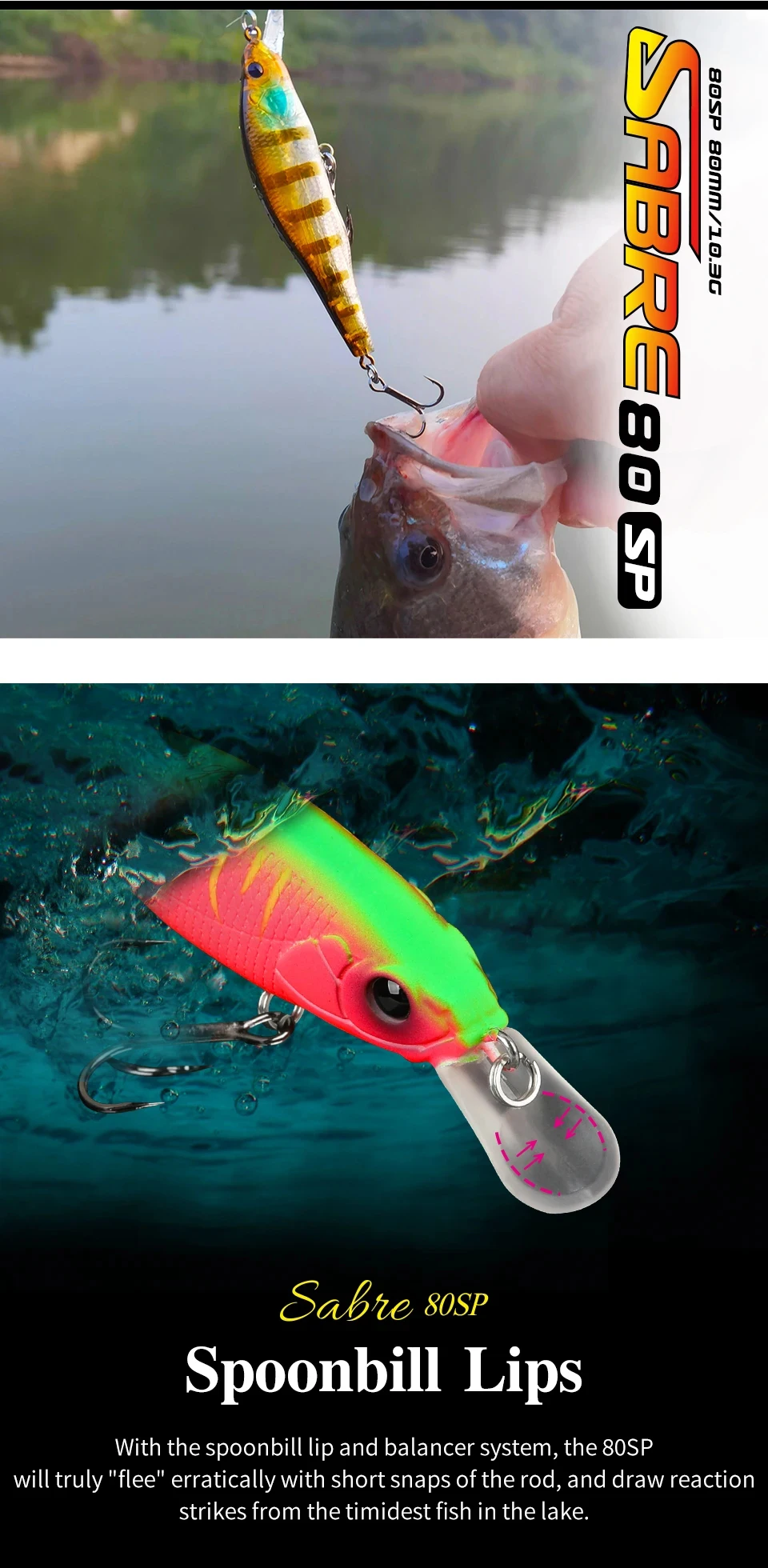 TSURINOYA 3,15 Zoll Minnow Suspending Angelköder 80SP Sabre 80 mm 10,3 g Long Castinig Shiner Shad Bass Pike Hard Baits Jerkbait – Detail 9