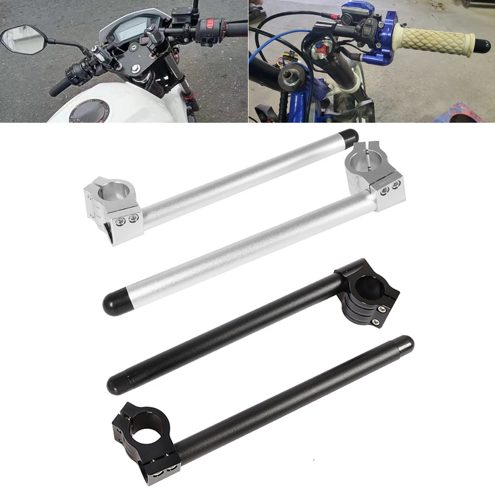 Universal Motorcycle Handlebar Racing Adjustable 51MM Clip On Fork Tube Handle Bar For Cafe Racer