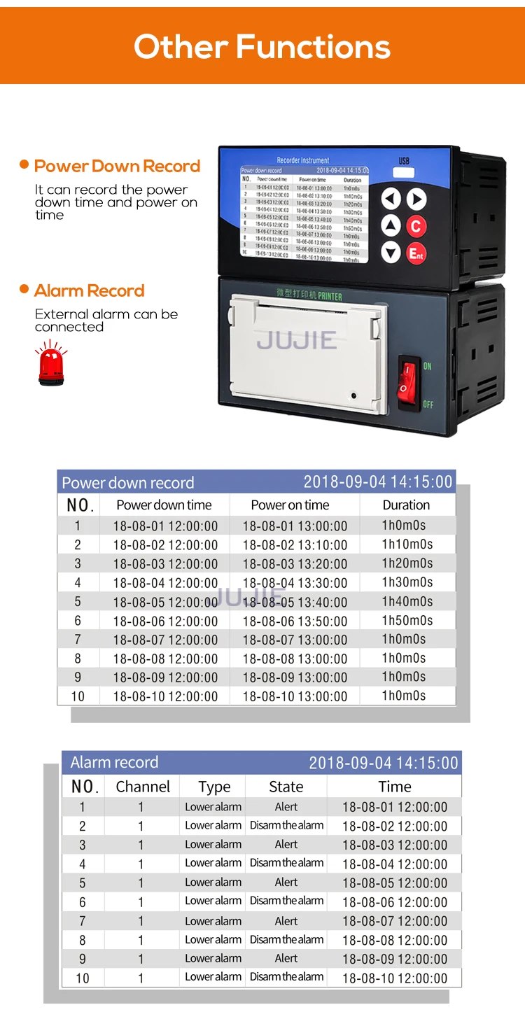 RS485 Paper Data Logger with Data Printing Function Temperature Pressure Humidit