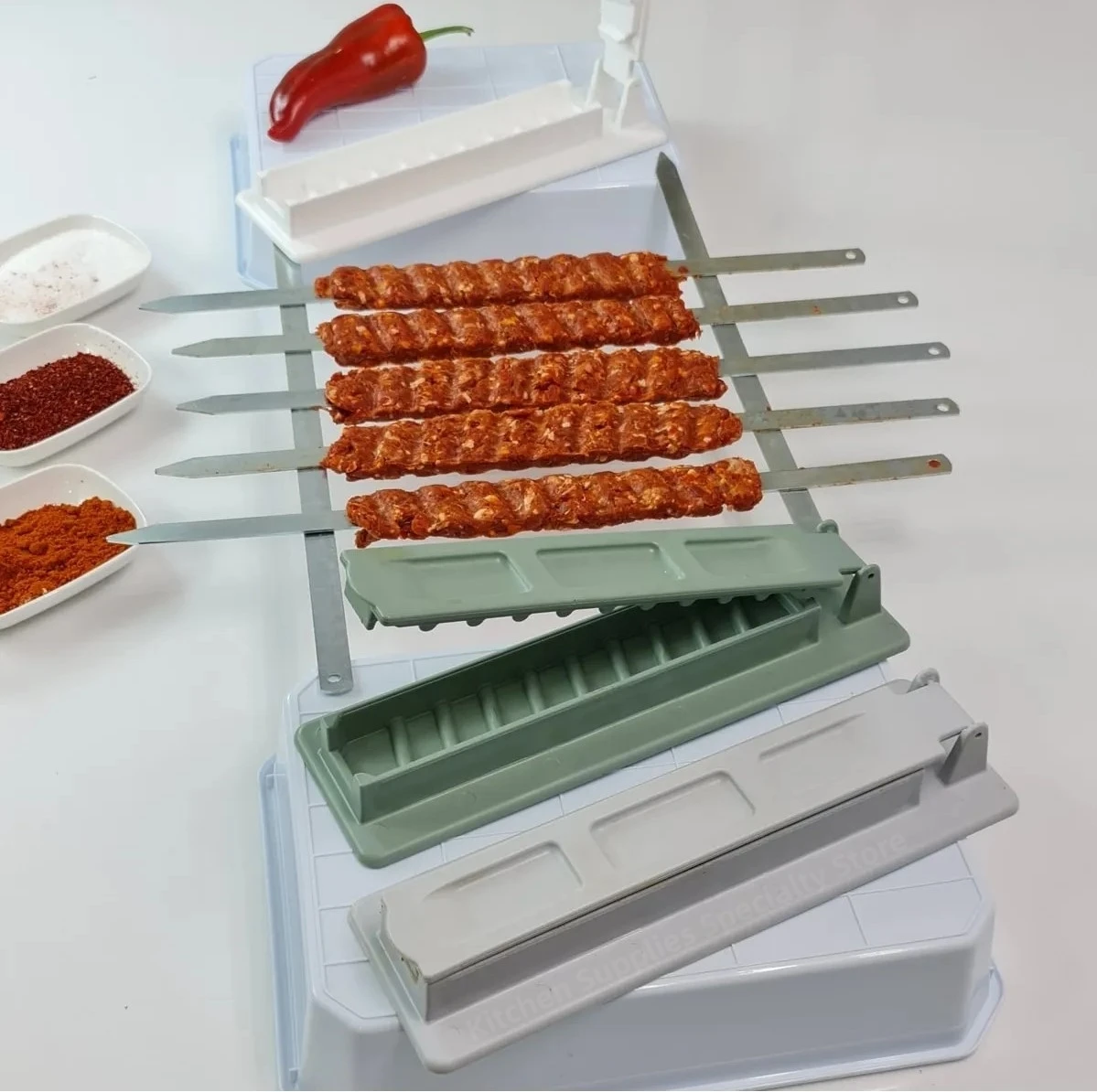 Single Row Kebab Maker Bbq Meat Skewer Machine Kebab Press Maker Reusable Plastic Bbq Skewer Preparation BBQ Tool kebab maker barbecue skewers bbq grilling accessories