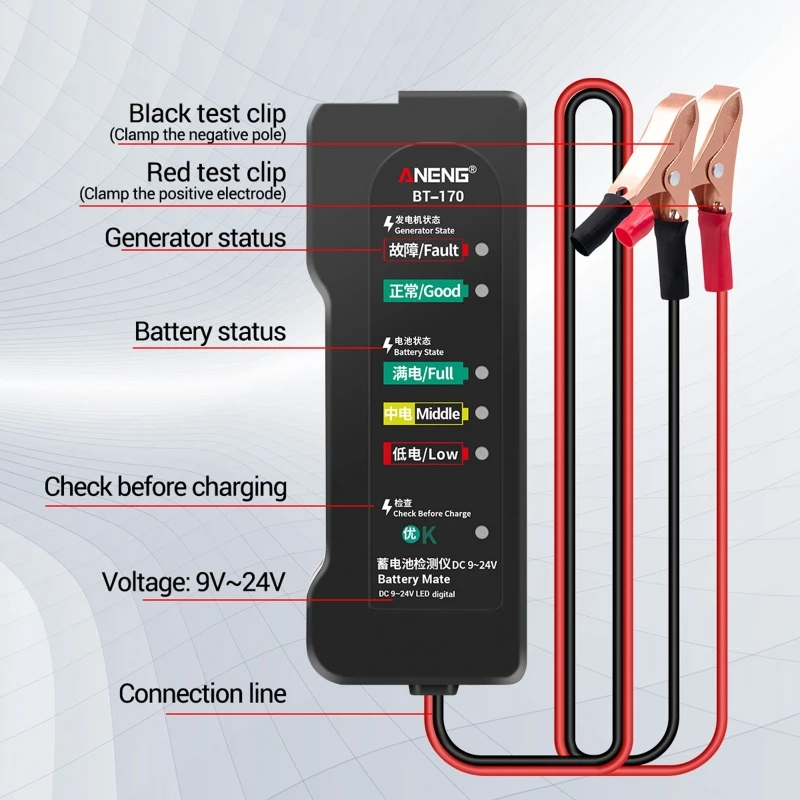 Testeur de batterie de voiture automobile 12V et 2 – Grandado