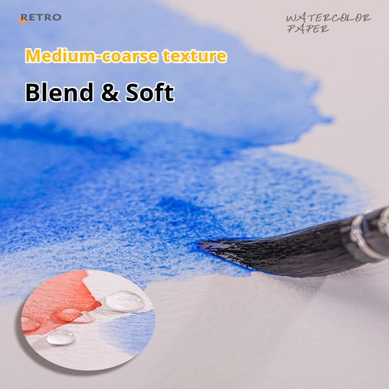 10 fogli di carta per acquerello in pasta di cotone A4/A5/A6 300 g/m2 carta da disegno per acquerello con bordo grezzo per la pittura materiale scolastico per studenti - immagine 4