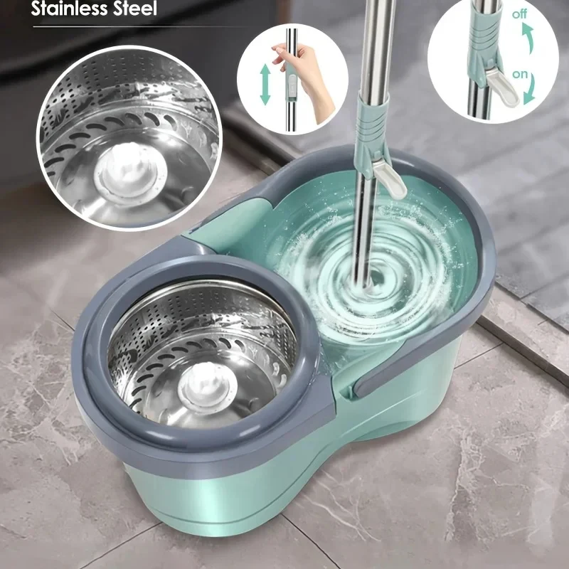 

New Automatic Bucket And Mop With Spin Household Cleaning Brush Mop Brooms Cleaning Floor Kitchen Handheld Mop With Bucket 2024