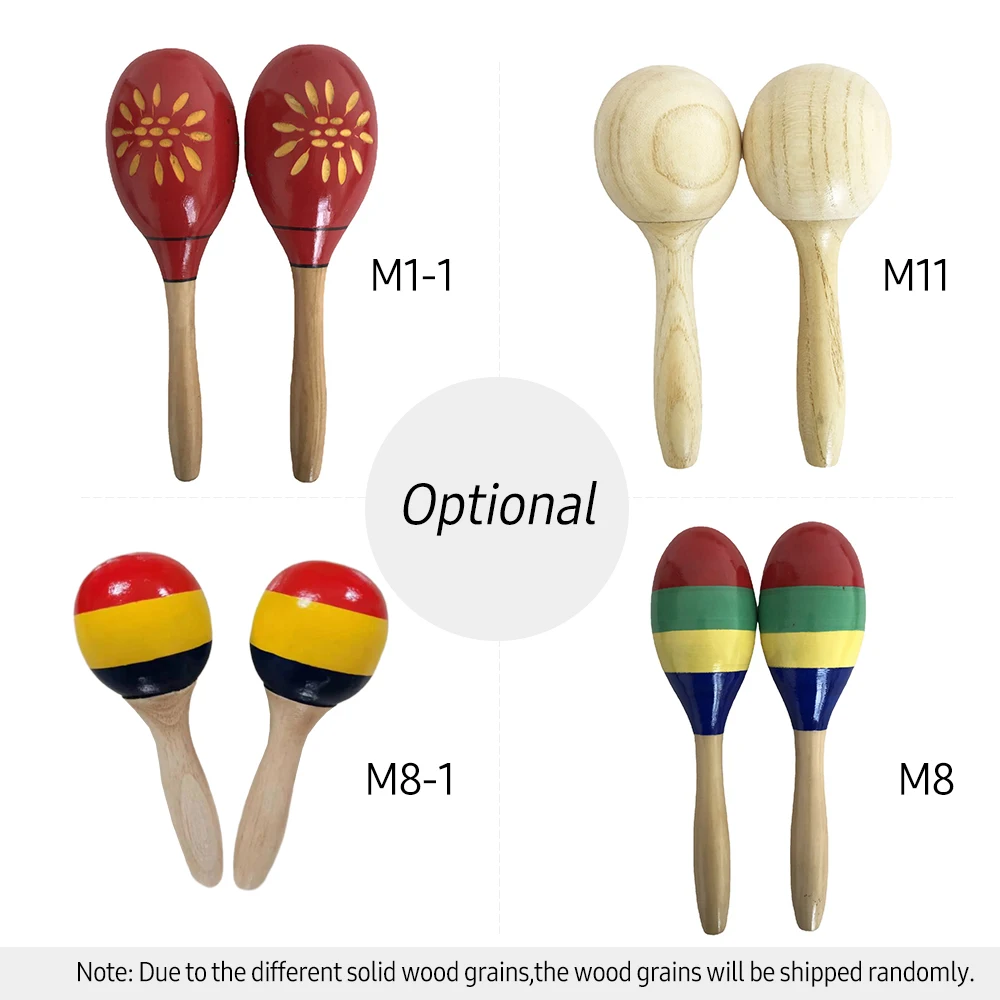 1 Pair Wooden Maracas Sand Hammer Rumba Shakers Rattles Sand Hammer Percussion Instrument Musical Toy for Kid Children Games wooden sand hammer musical rattles