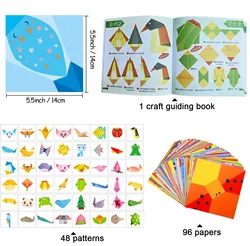 Deluxe Origami Craft Kit with Guidebook and Various Difficulty Levels (96 sheets)