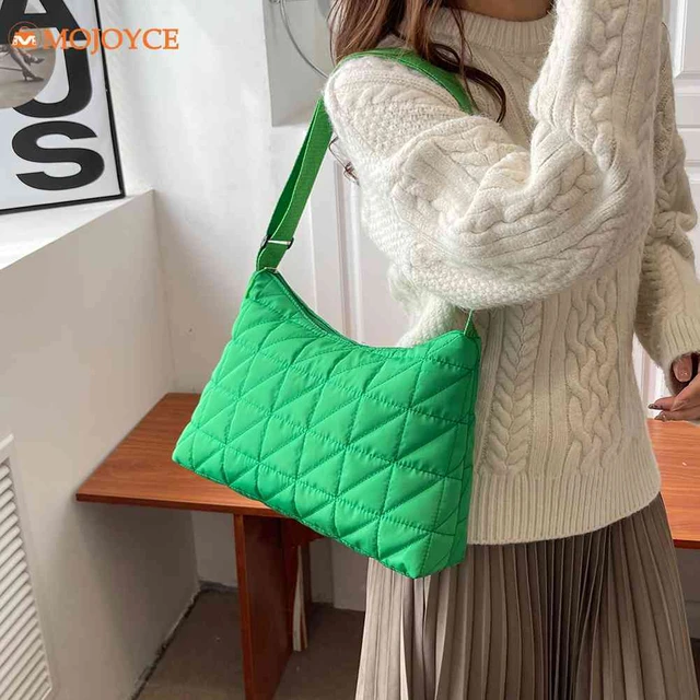 Quilted Shoulder Bag - Green - Ladies