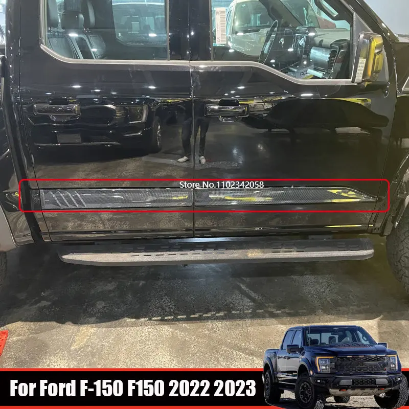 

For Ford F150 F-150 2022 2023 ABS Side Door Body Molding Line Cover Door Body Anti-scratch Protector Car Side Strips trim