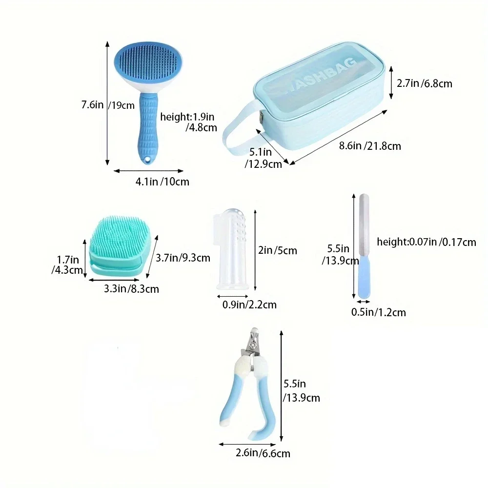 Pet Grooming Kit For Cats With Nail Clipper And Bath Brush Set_voghion.com