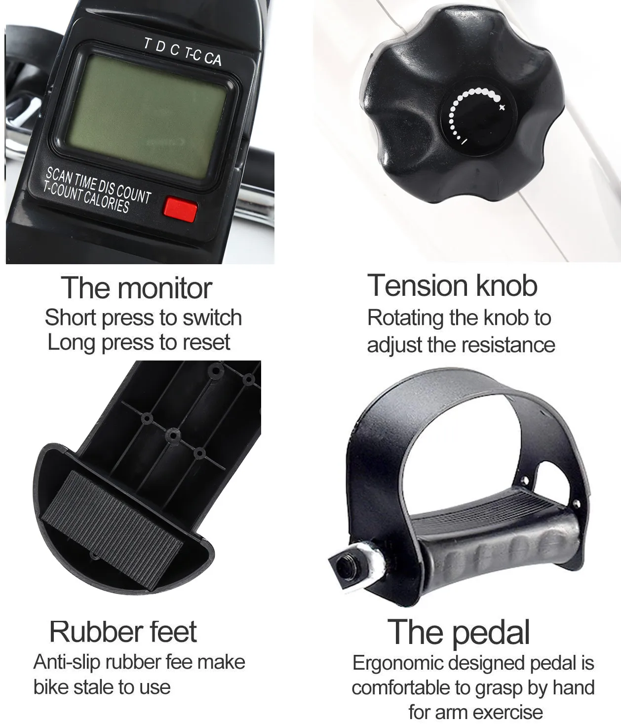 Exercise Bike Trainer LCD Display Mini Pedal Exercise Bike Trainer Indoor Cycling Bikes Stepper Arm/Leg Physical Therapy Home Gym Fitness Equipment