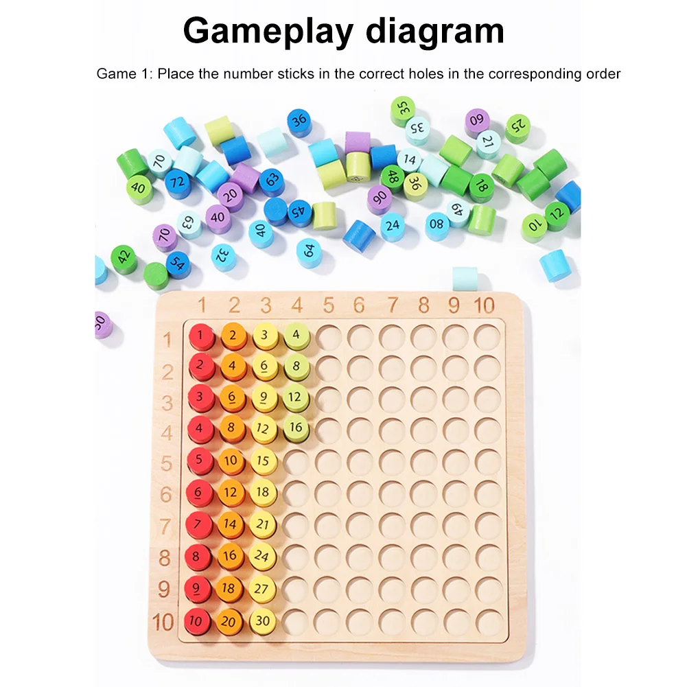 Multiplication Board Game Wooden Montessori Kids Learning Educational Toys Math Counting Hundred Board Interactive Thinking 5