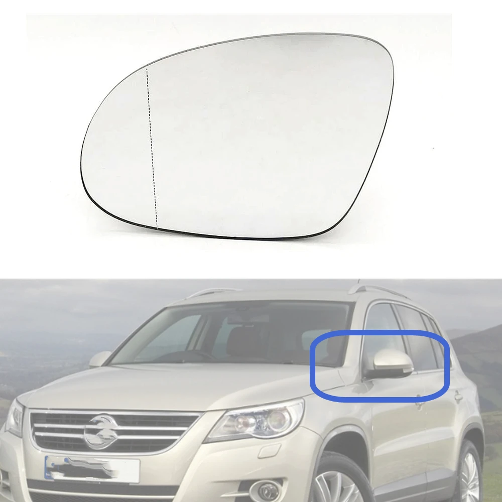 Lewe boczne drzwi kierowcy podgrzewane skrzydło szkło lustrzane dla VW Tiguan 2008 2009 2010