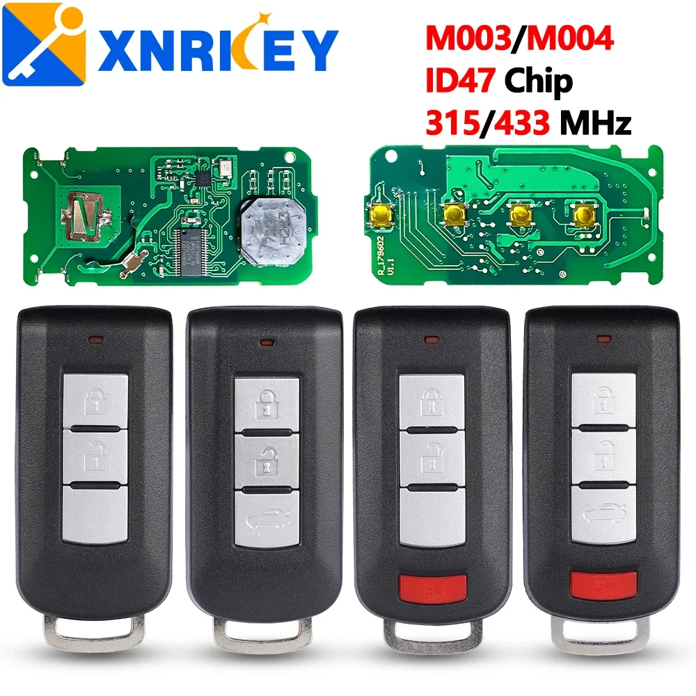 XNRKEY Aftermarket Car Smart Remote Car Key ID47 Chip 315/433Mhz for Mitsubishi Montero L200 Pajero Outlander M004/M003