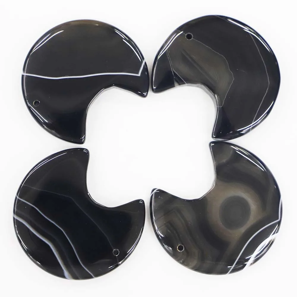 Good Quality Natural Stone Crescent Moon Black Agate Necklace Pendant Fashion Reiki Charms  DIY Jewelry Making 8ps Free Shipping
