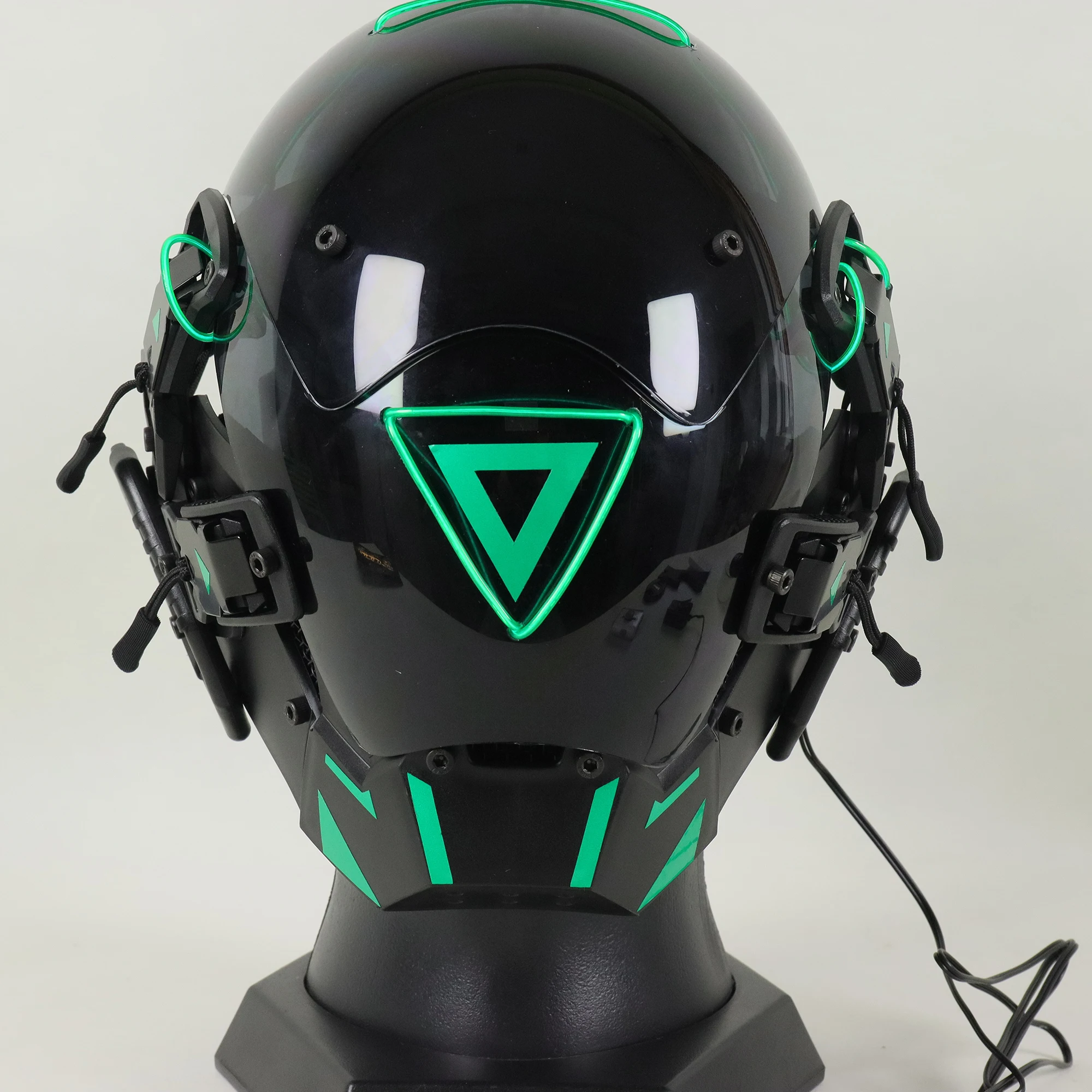 

Cyber Punk Rave Mask with light Line, Mechanical Full Face Helmet, Halloween Cosplay Mask, DJ Masquerade Party Favor Mask