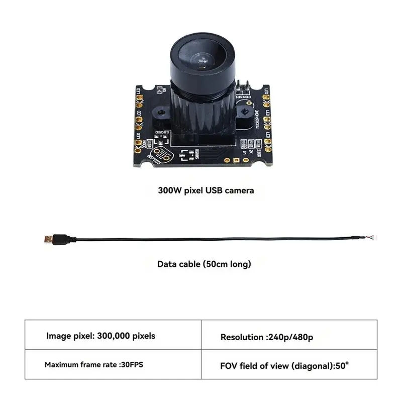 ABZW 0.3MP USB 카메라 모듈 240P/480P 30Fps HD AI 비전 광각 드라이브 프리 보드 (라즈베리 파이, 제트슨 스마트 로봇 자동차 키트용)