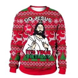 2023 Ugly Christmas Sweater Santa Claus Printed Loose Snowflake Sweater Unisex Pullover Autumn Winter blouses Christmas Clothes