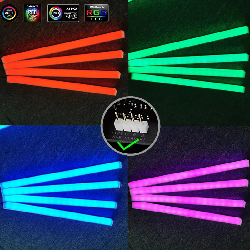 RGB-чехол для ПК из алюминиевого сплава 12 В 4 контакта 30 см | Освещение