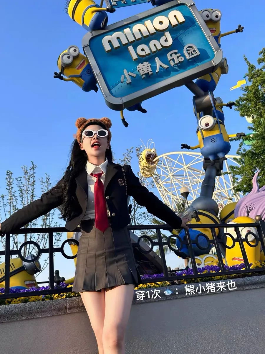 Korean JK Uniform Set College Style Girls Short Suit Blazer Navy Coat Wrap Hip Skirt Tie Shirt Spring Autumn japanese school uniform