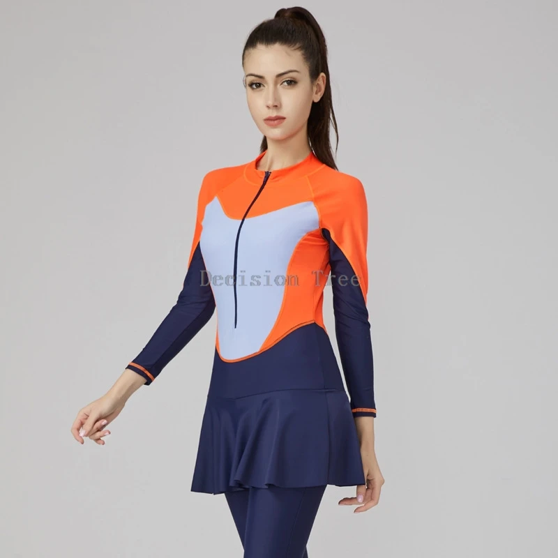 جمبسوت بأكمام طويلة للنساء المسلمات ، ملابس سباحة قابلة للتنفس ، ملابس غوص وركوب الأمواج ، مقاس كبير ، واقي من الشمس ، مرن ، بنطلون طويل ،