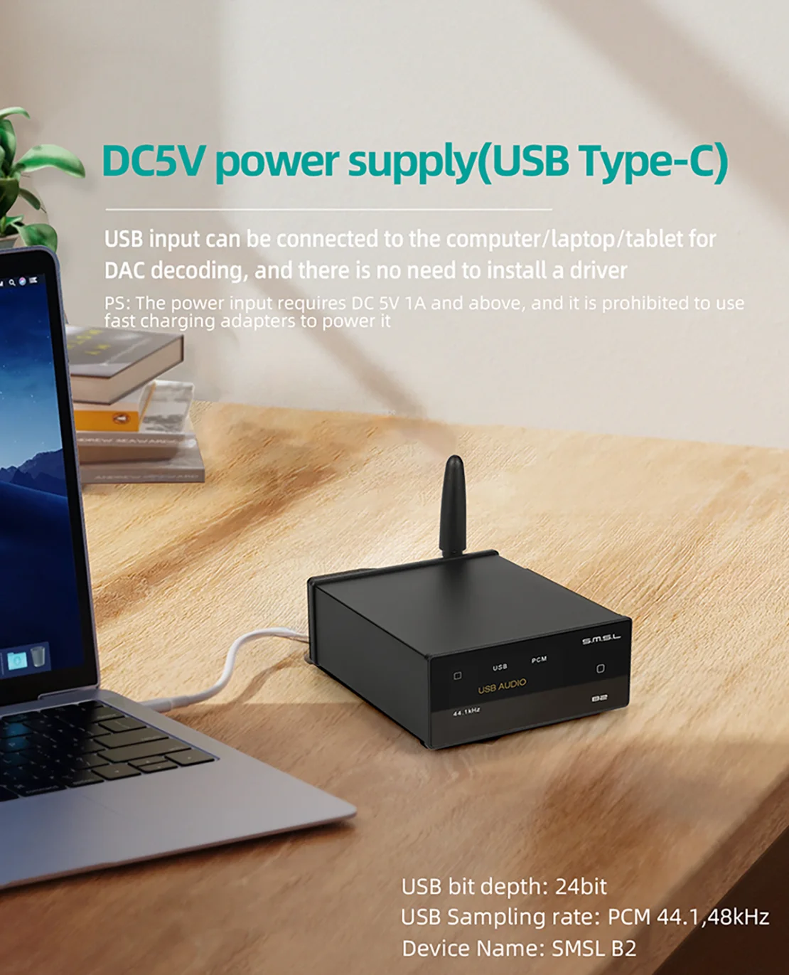 SMSL B2 USB 블루투스 오디오 리시버 컨버터, CS43131 디코딩 칩, 최신 퀄코 25 리시버, 컴퓨터 노트북 태블릿용