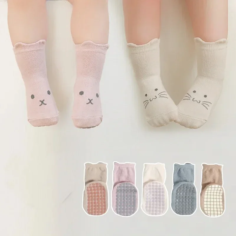Cartoon Infant Baby First Walker Sock for Boy Girl Cartoon Animal Non-slip Floor Sock for Toddler Spring Autumn Soft Cotton Sock