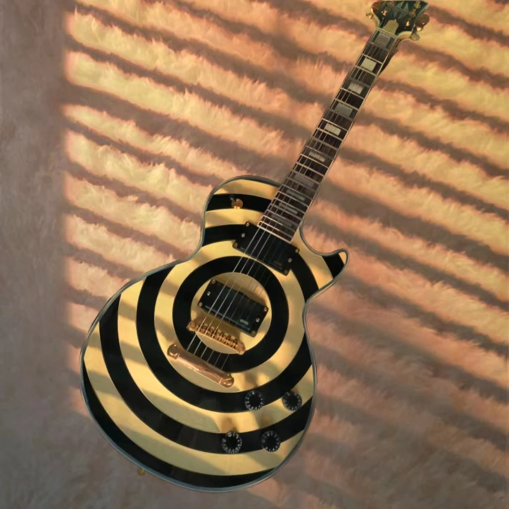 

Желтая и черная под заказ гитара Zakk Wylde lipop электрическая гитара Золотая ферма