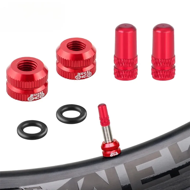 Bicycle tire valve nut with valve cap set 2-6 sets MTB road bike tubeless stem protection screw dust cover accessories