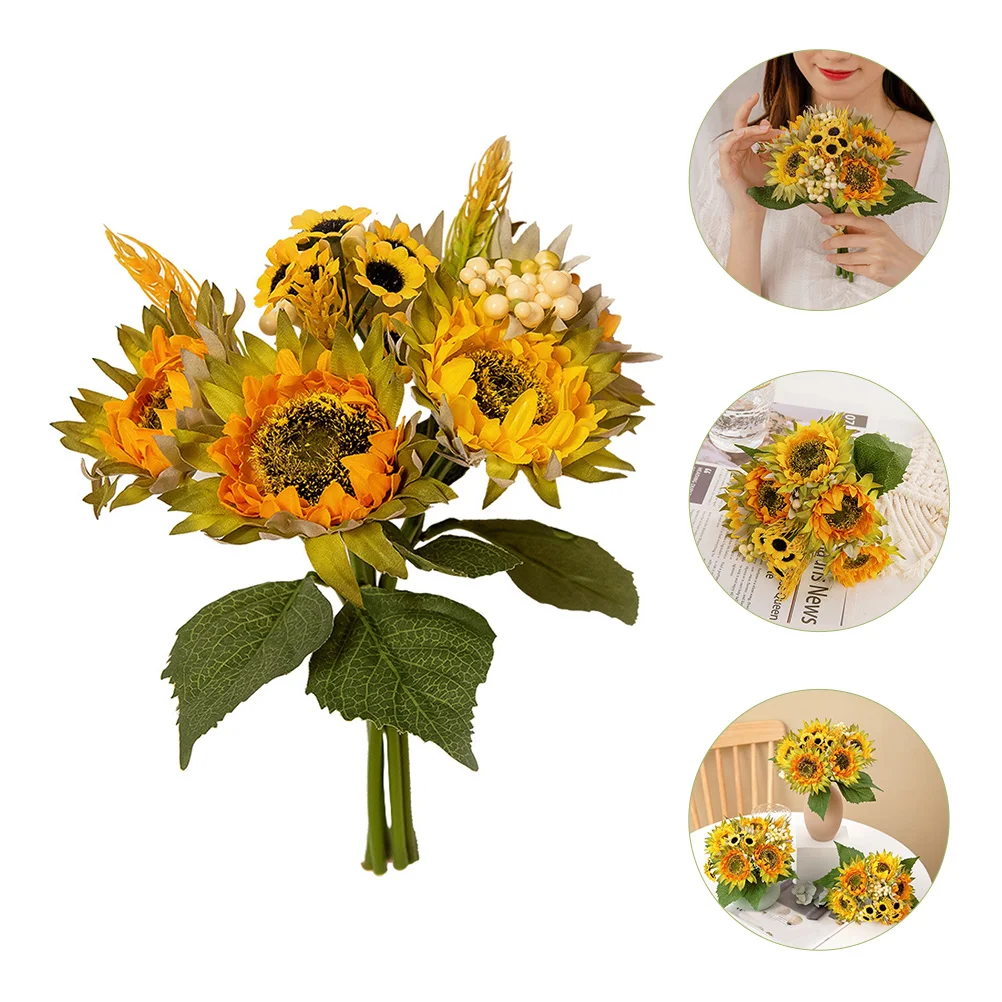 

Sunflower Bunch Artificial for Wedding Fake Silk Flowers Household Centerpieces