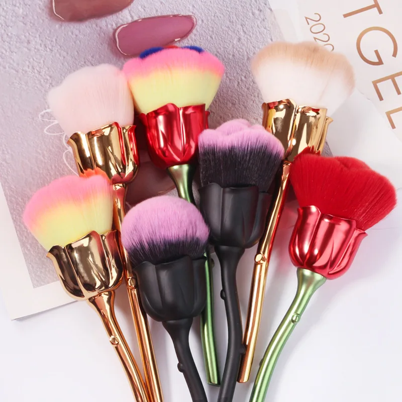 

Nail Art Brush Remove Rose Shape Nails Dust Brush Acrylic UV Gel Polish Powder Cleaning Tool Makeup Brushes Manicure Accessories