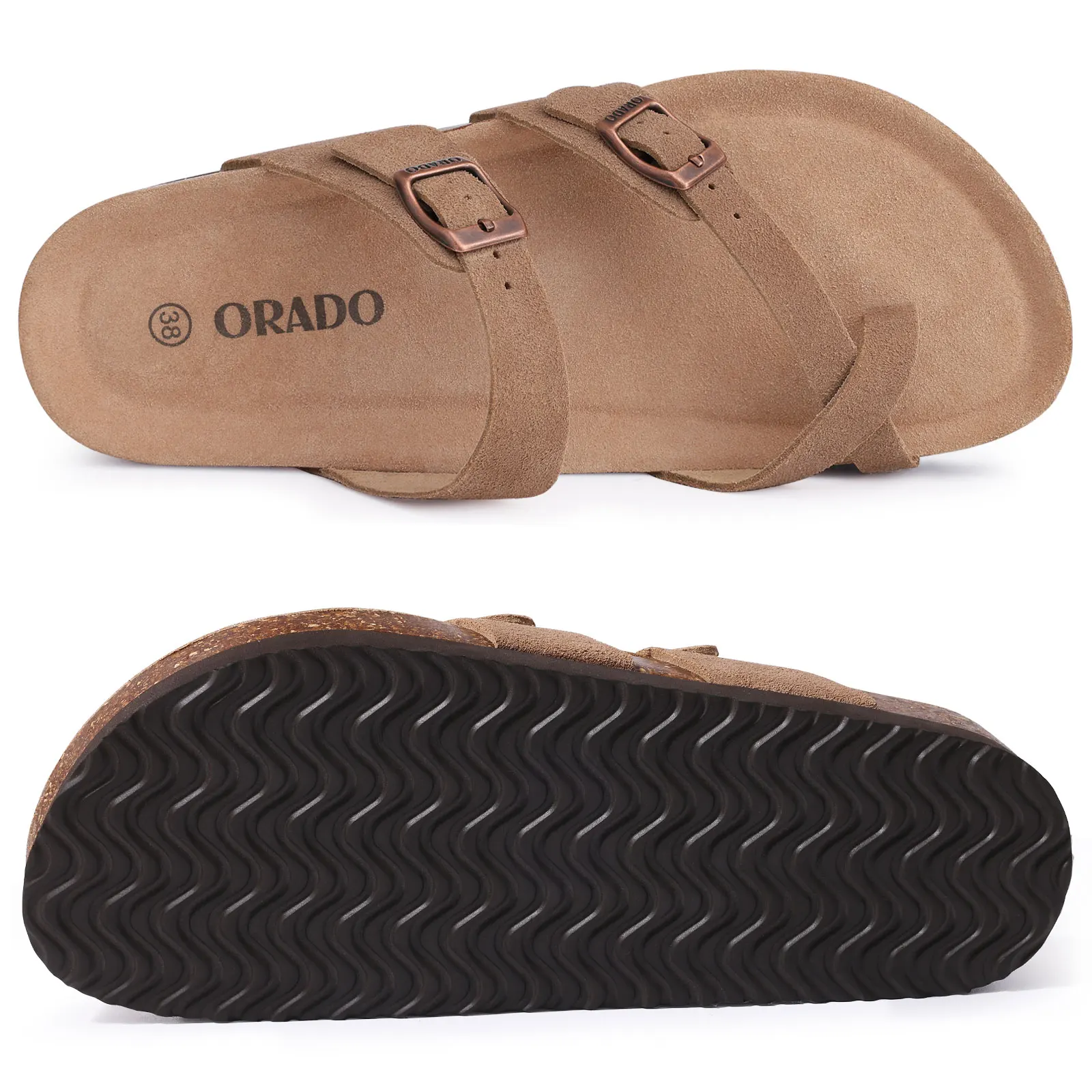 Pallene Women Classic Cork Sandals Fashion Thick Soles Beach Sandals Cozy Casual House Flats Slippers With Adjustable Buckle