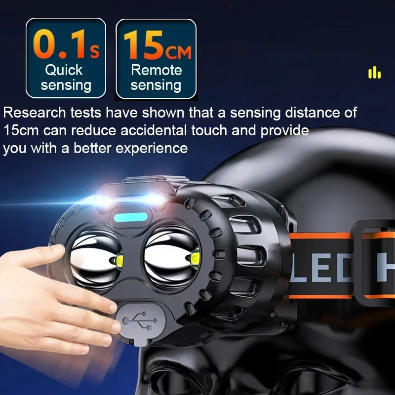 USB Rechargeable LED Sensor Headlamp 2