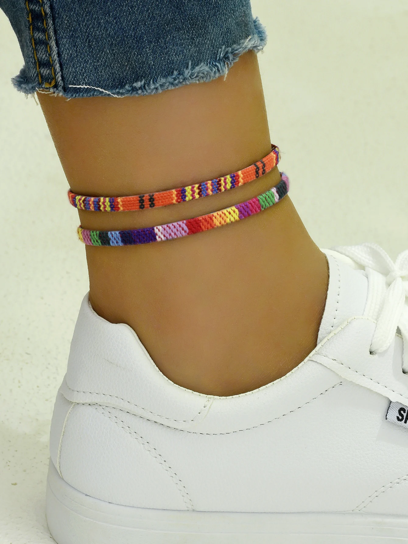 2pcs Bohemian Woven Adjustable Womens Ankle Bracelet