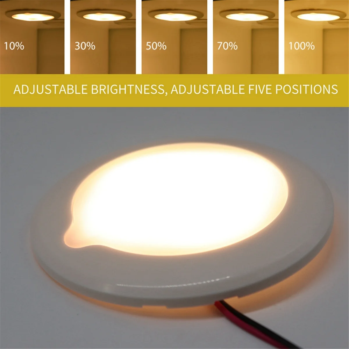 BAAU Boat Dimmable LED Ceiling Light with Touch Dimmer Switch Interior Down Lamp 9-30V Caravan Marine Interior Light