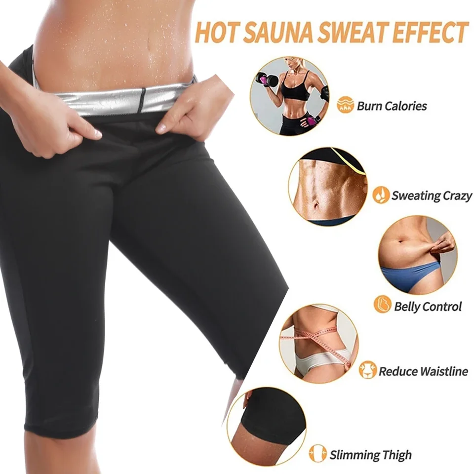 Pantaloni Sauna Modellanti Body Shaper - Vita Alta, Compressione, Tummy Control - Nero