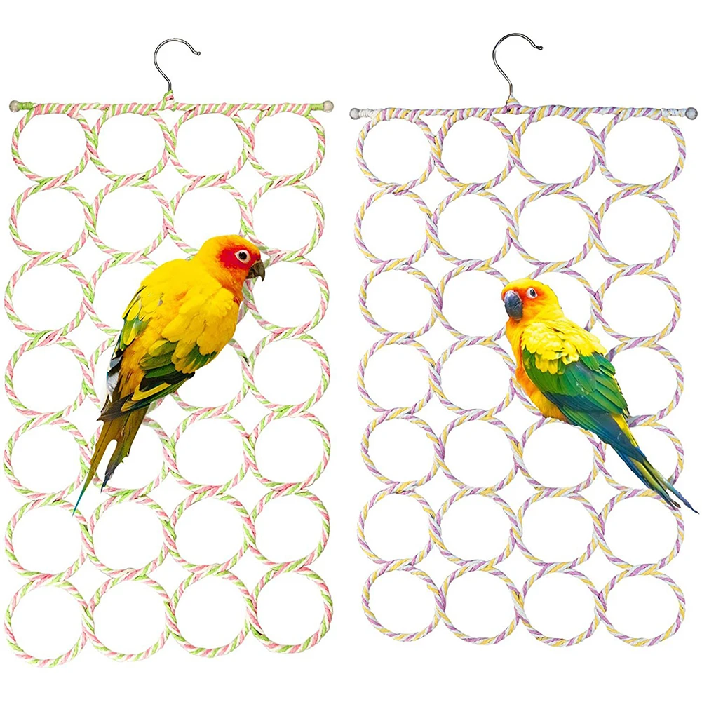 

Bird Climbing Net Parrot Swing Toys With Hooks Bird Supplies For Cockatoos Parakeets Lovebirds (random Color) Dropship
