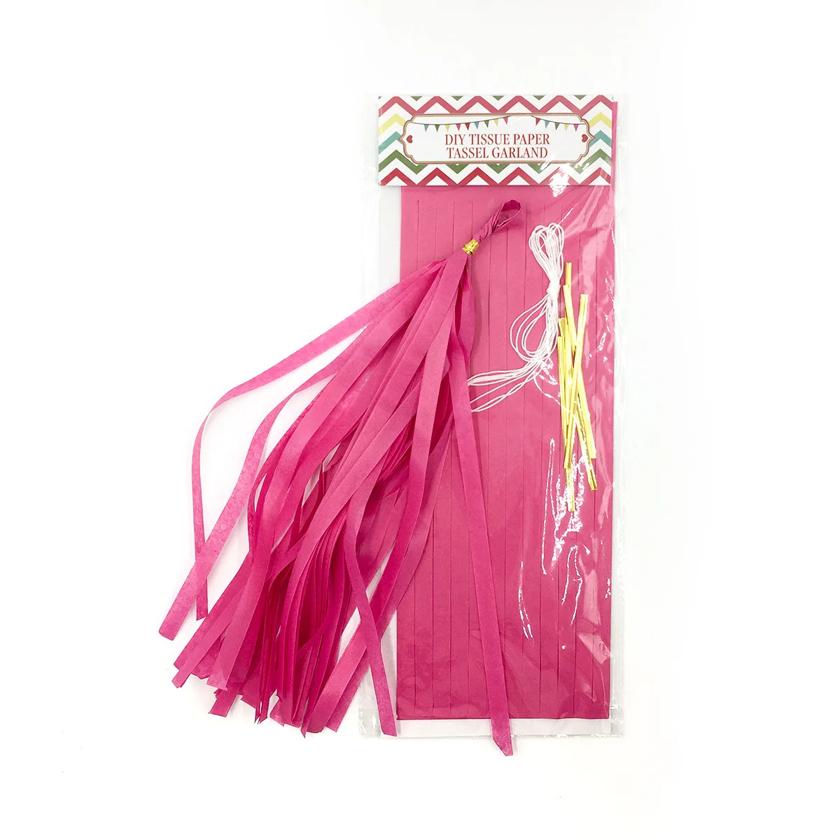 Rose Gold Iridescent DIY Tissue Paper Tassel Garland Set - Party Decoration Supplies