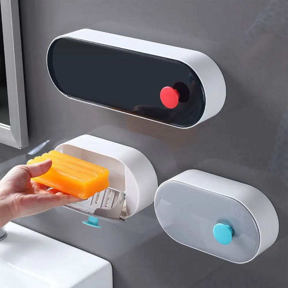 

Waterproof 1Pcs Bathroom Accessories Keep Dry With Lid Drain Soap Rack Soap Container Storage Box Soap Dish