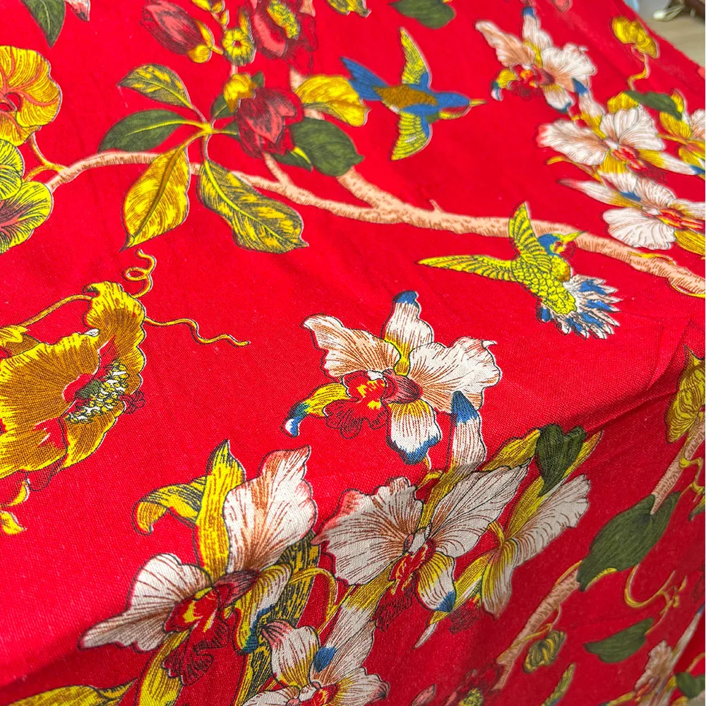 Classic Floral and Bird Linen Cotton Printed Fabric For Soft Goods Blanket DIY Patchwork Handicraft Clothes Furniture Upholstery - 5