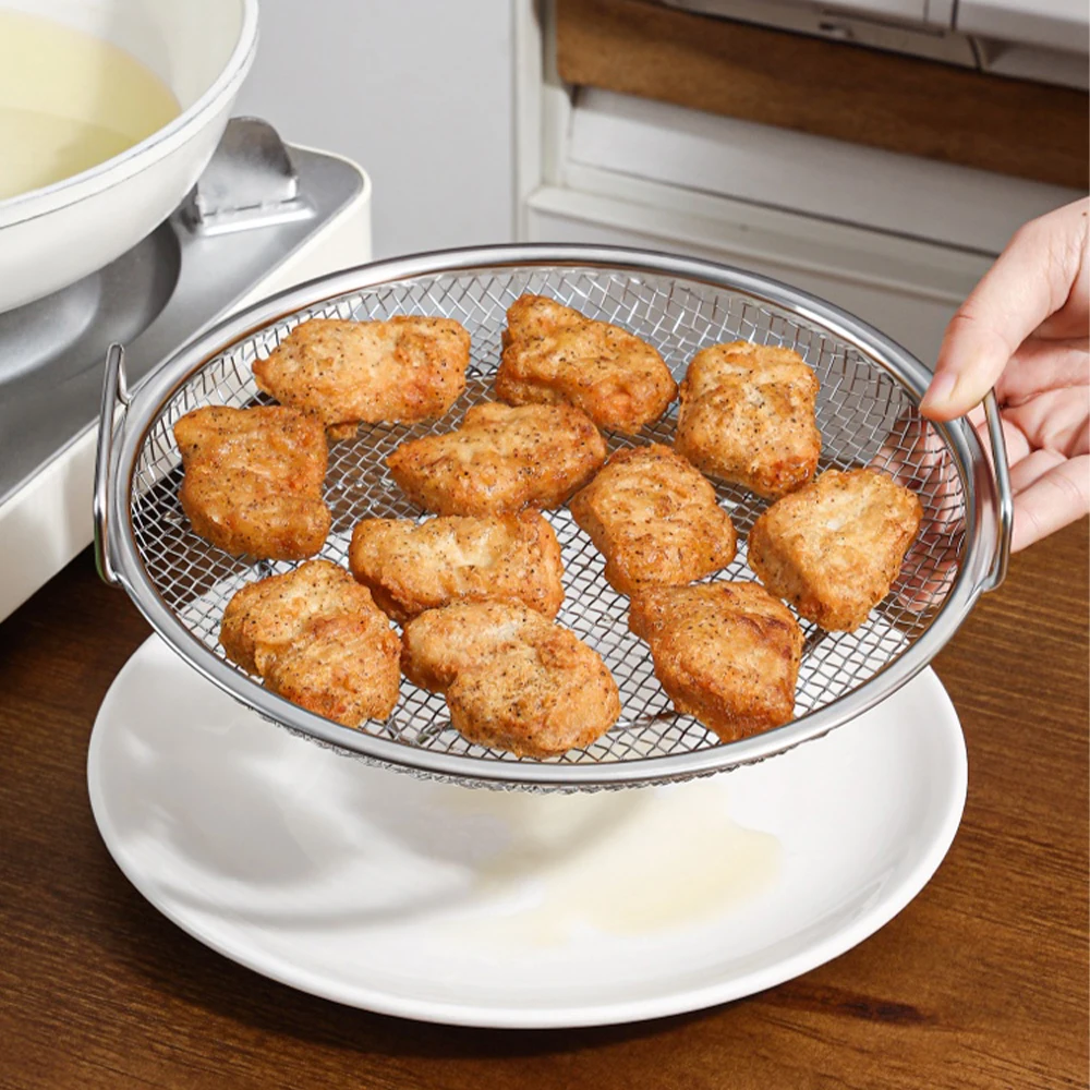 Stainless Steel Oil Filter Food Pan Large Colander French Fries Skimmer With Handle